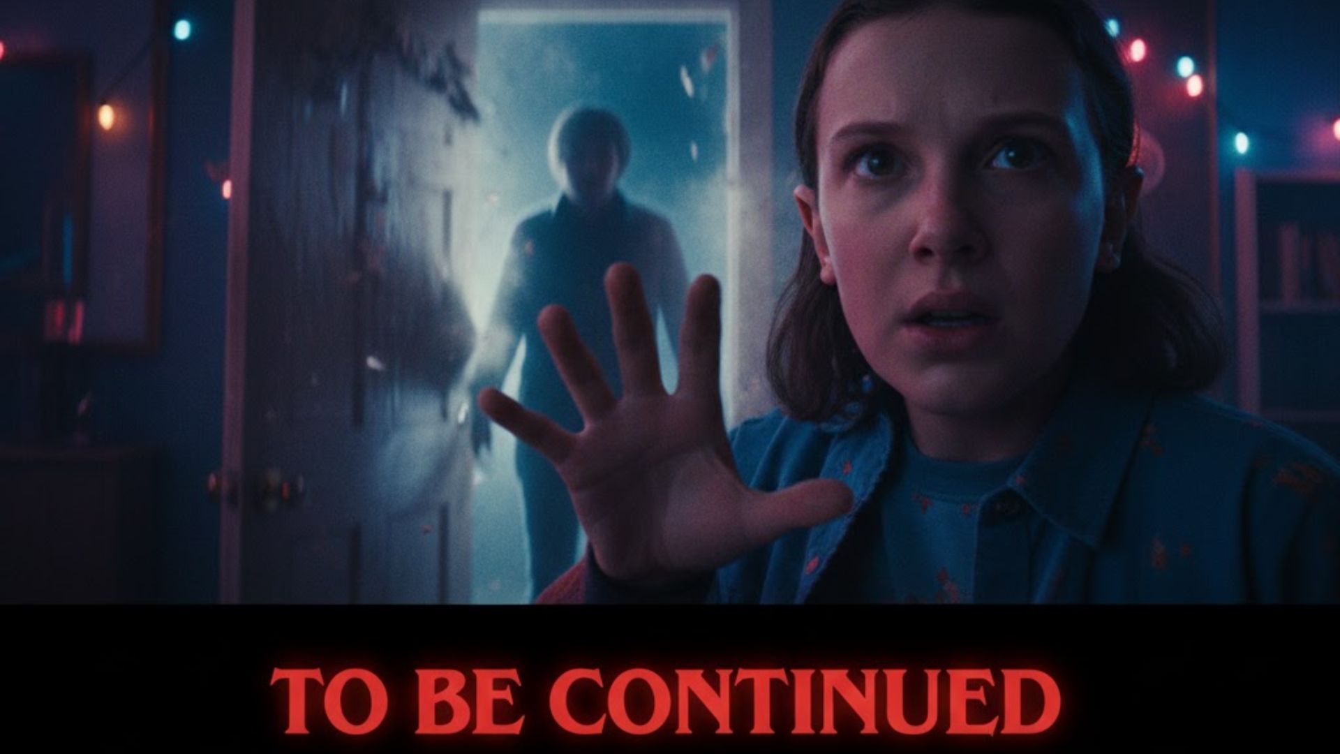 Close-up of a hand pushing open a bright mysterious door, dramatic shadow, suspenseful mood.