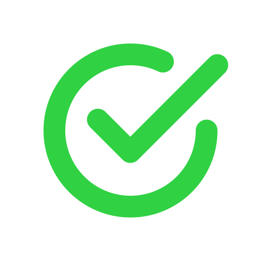 A green tick icon