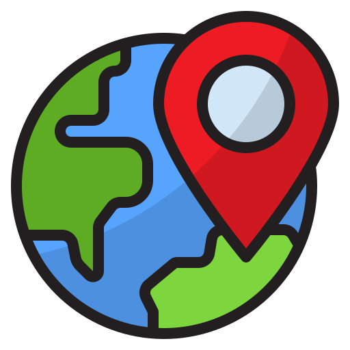 A location pin point tag on global globe