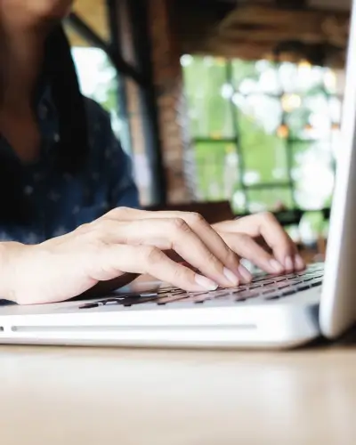 Typing on laptop's keyboard