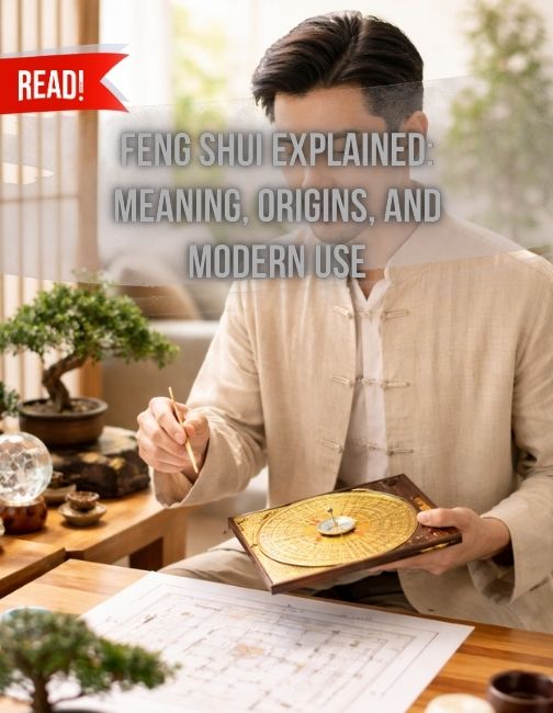 A man investigating in feng shui