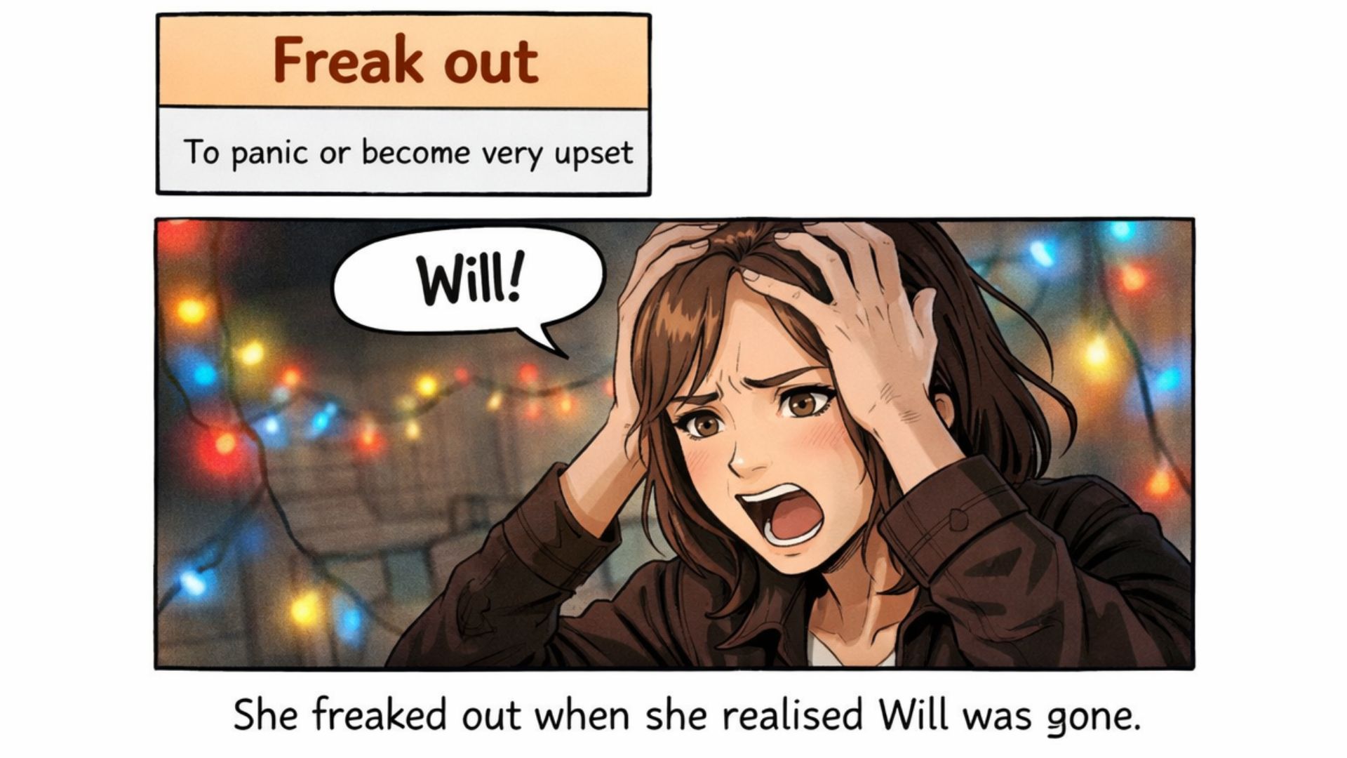 Example scenario of Eleven in Stranger Things freaked out when she realised Will was gone.