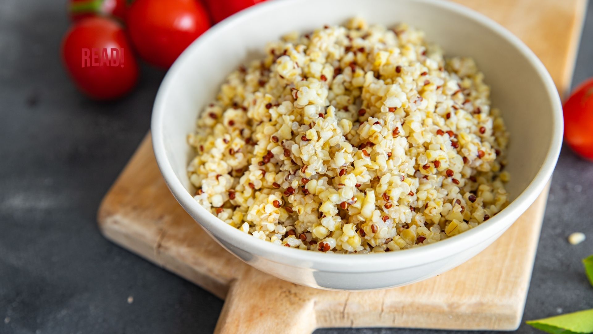 A bowl of cooked quinoa for illustration purpose.