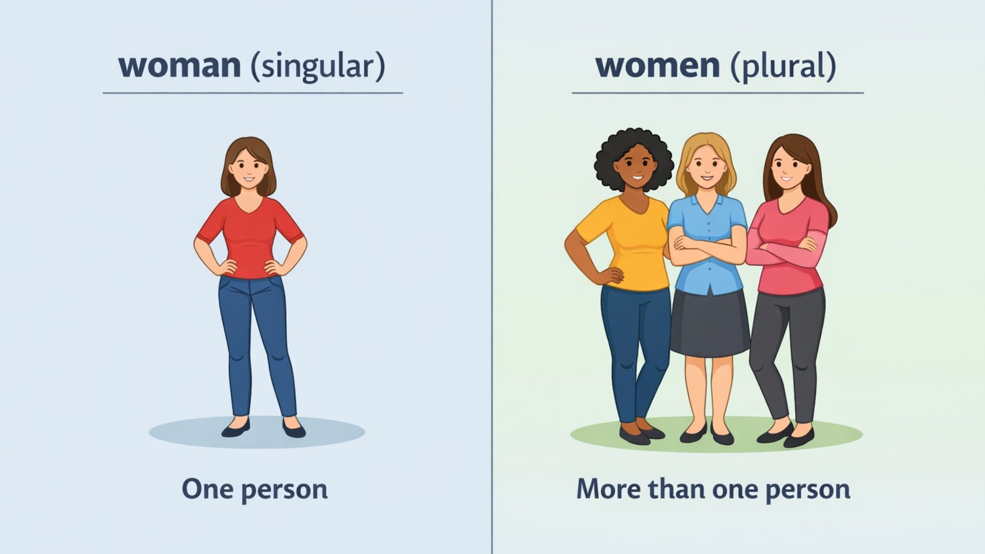 An illustration image of woman vs women