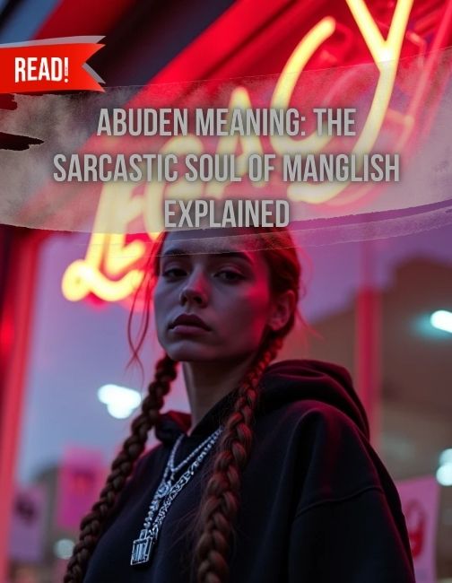 A girl with a "Abuden" faces looking towards you showing her sarcastic soul