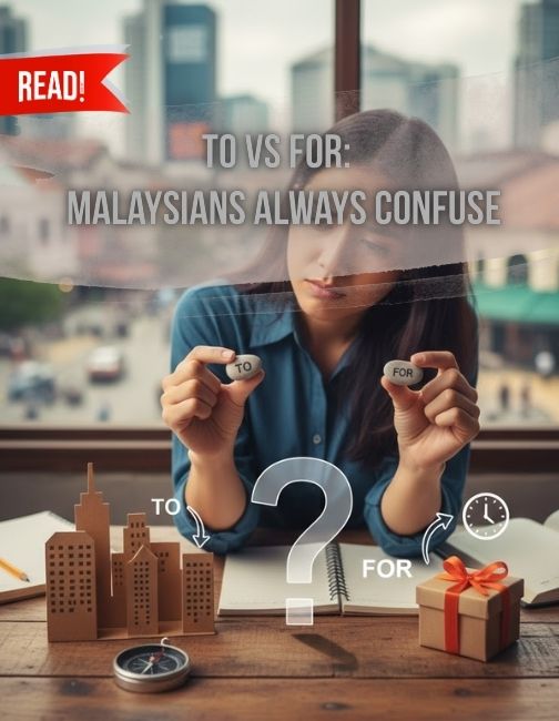 A woman confuse the preposition to vs for