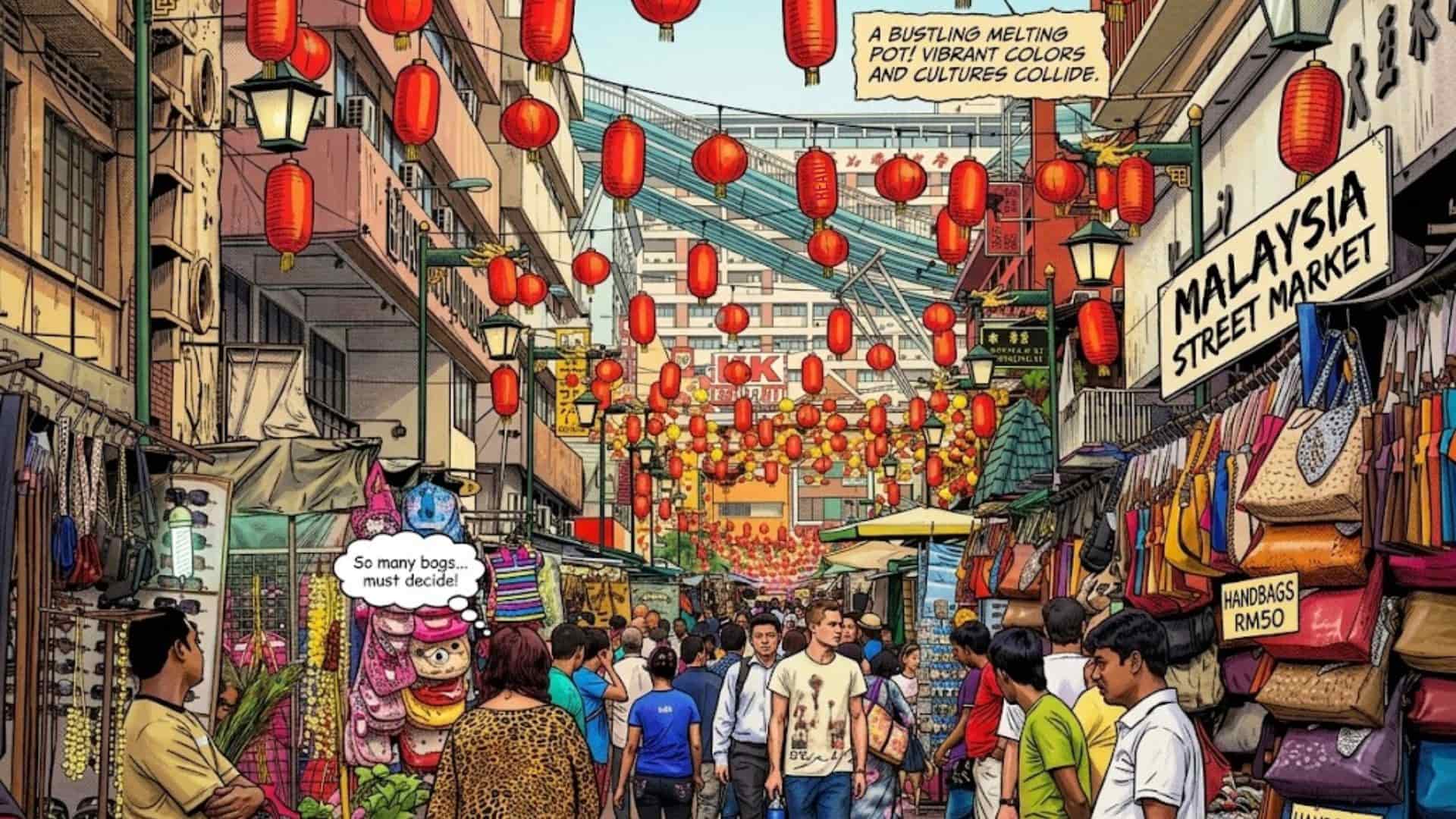 Scene of Malaysian local food in Petaling street
