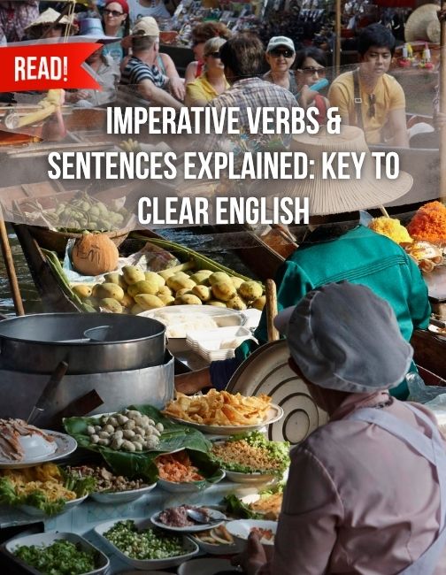 Busy Pasar (Market) with people using imperative verbs