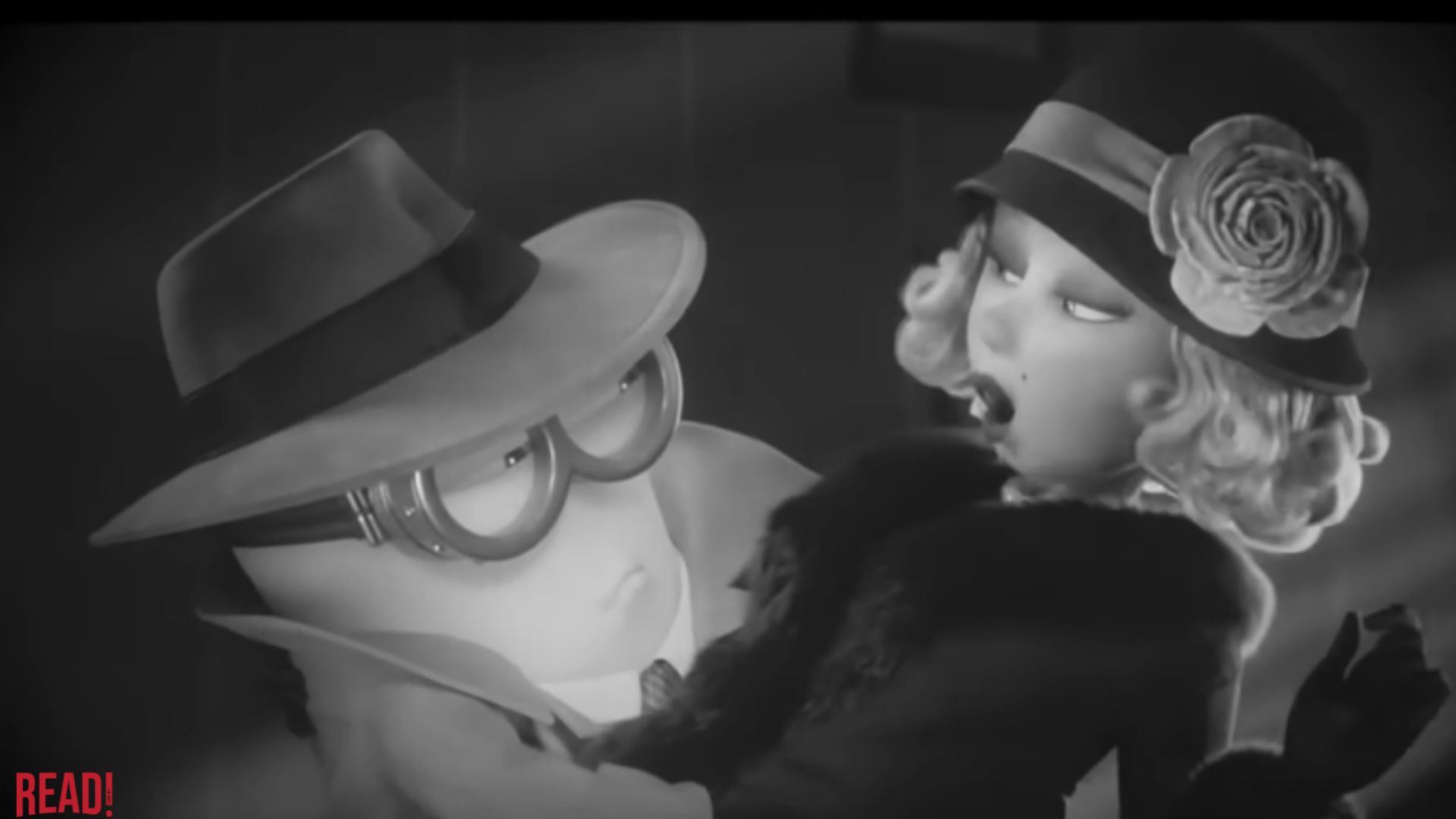 A scene screenshot from Minions & Monsters movie trailer as reference of tribute to silent film era