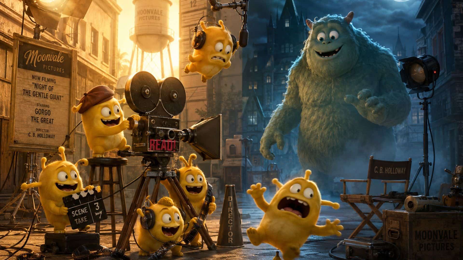 illustration image of animation style mood of Hollywood history